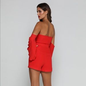 meshki red playsuit
